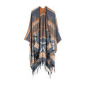 Abstract Stripe Geometric Graph Shawl Vintage Tassels Tribal Cardigan Scarves Stole